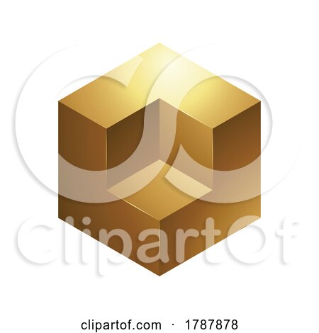 Golden Embossed Cube on a White Background by cidepix