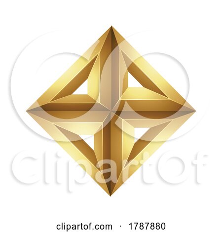 Golden Embossed Diamond Made of Triangles on a White Background by cidepix