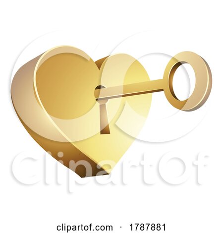 Golden Key Unlocking a Heart Shaped Lock on a White Background by cidepix