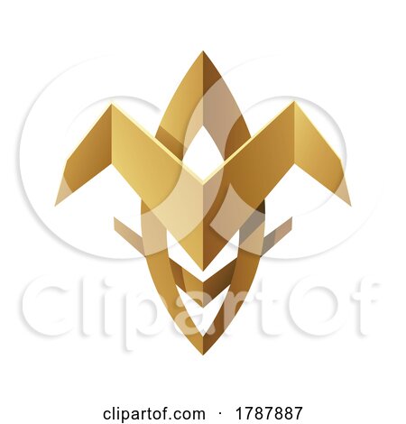 Golden Abstract Tribal Folded Shape on a White Background by cidepix