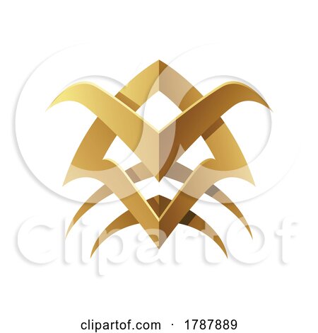 Golden Abstract Tribal Spiky Icon on a White Background by cidepix
