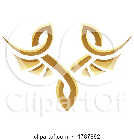 Golden Glossy Abstract Wings on a White Background - Icon 2 by cidepix