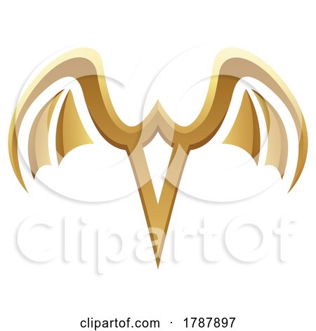 Golden Glossy Bat Wings on a White Background by cidepix