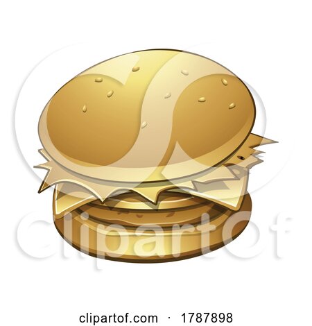 Golden Glossy Burger on a White Background by cidepix
