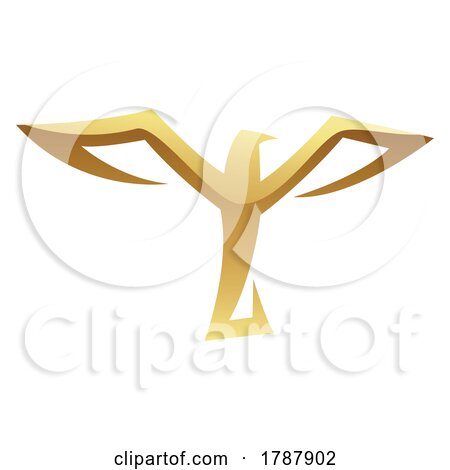 Golden Glossy Eagle with Open Wings on a White Background by cidepix