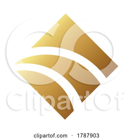 Golden Striped Diamond Icon on a White Background by cidepix