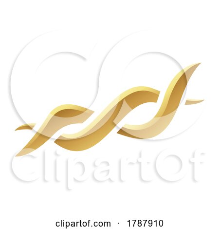 Golden Abstract DNA Helix Icon on a White Background by cidepix