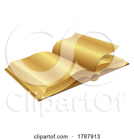 Golden Open Book on a White Background by cidepix