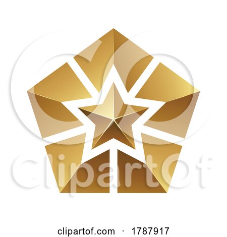 Golden Pentagon Star Icon on a White Background by cidepix