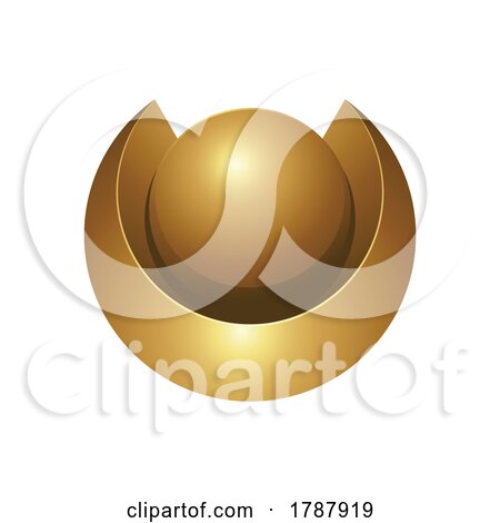 Golden Shiny Round Abstract Shape on a White Background by cidepix