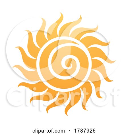 Curvy Yellow Sun Icon with a Spiral by cidepix