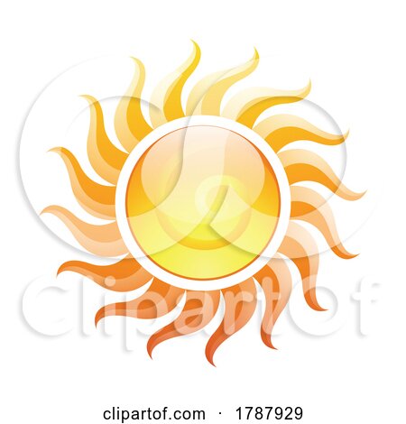 Curvy Glossy Yellow Spiral Sun Icon with Wavy Sun Rays by cidepix