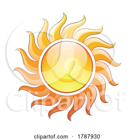 Curvy and Glossy Yellow Spiral Sun Icon with Darker Outlines by cidepix