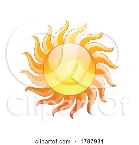 Curvy and Glossy Yellow Sun Icon with a Spiral by cidepix