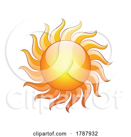 Curvy and Glossy Yellow Sun Icon with Darker Outlines by cidepix