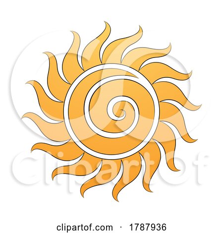 Curvy Yellow Spiral Sun Icon with Black Outlines by cidepix