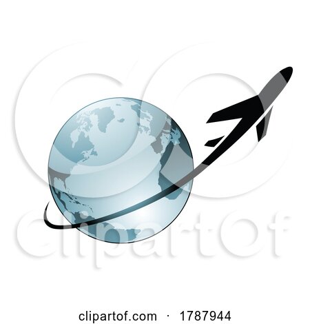 Airplane Flying Around a Grey Glossy Globe by cidepix