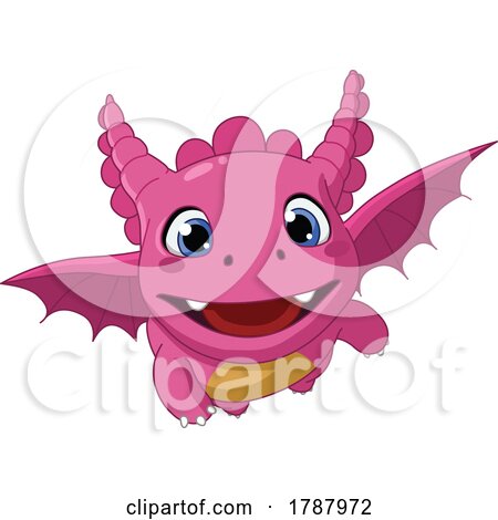 Cartoon Cute Flying Pink Dragon by yayayoyo