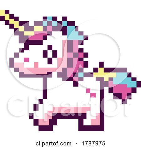 Cartoon Cute Pixelated Unicorn by yayayoyo
