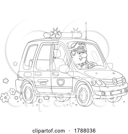 Black and White Police Officer Driving a Car by Alex Bannykh