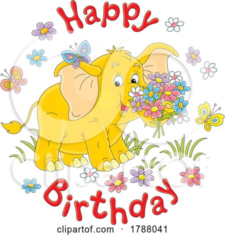 Happy Birthday Greeting with an Elephant by Alex Bannykh