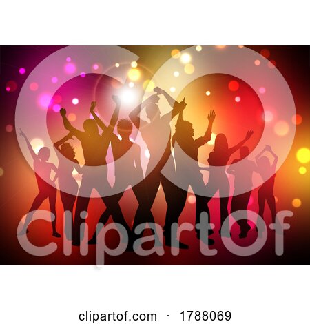 Silhouette of a Party Crowd on a Bokeh Lights Background by KJ Pargeter