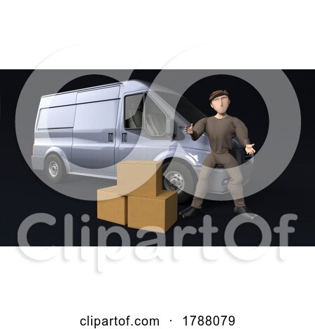 Young Person Delivering Parcel with Van by KJ Pargeter