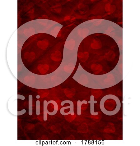 Grunge Old Crumpled Paper Background Texture with Valentines Day Hearts Design by KJ Pargeter