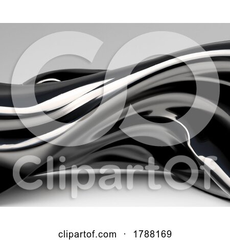 3D Abstract Background with Flowing Monochrome Glossy Waves by KJ Pargeter
