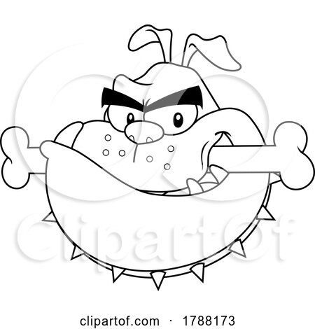 Cartoon Tough Bulldog Mascot Chewing on a Bone by Hit Toon