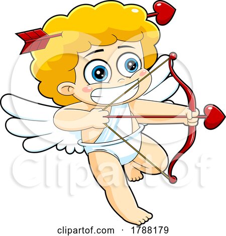 Cartoon Cupid Baby Boy Aiming an Arrow by Hit Toon
