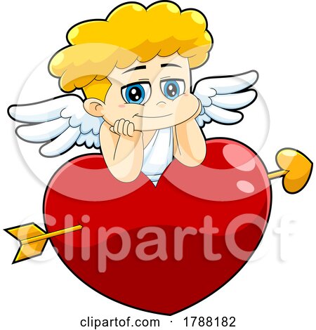 Cartoon Cupid Baby Boy on a Heart Struck with an Arrow by Hit Toon