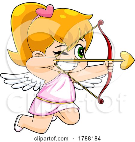 Cartoon Baby Girl Cupid Aiming an Arrow by Hit Toon