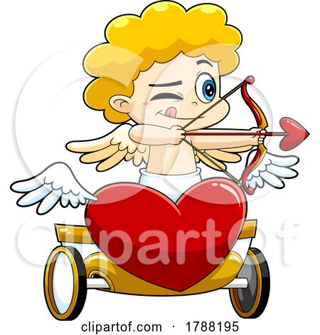 Cartoon Cupid Boy Aiming on a Chariot by Hit Toon