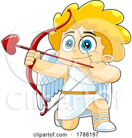 Cartoon Cupid Boy Aiming an Arrow by Hit Toon