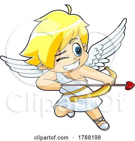 Cartoon Cupid Boy Aiming an Arrow by Hit Toon