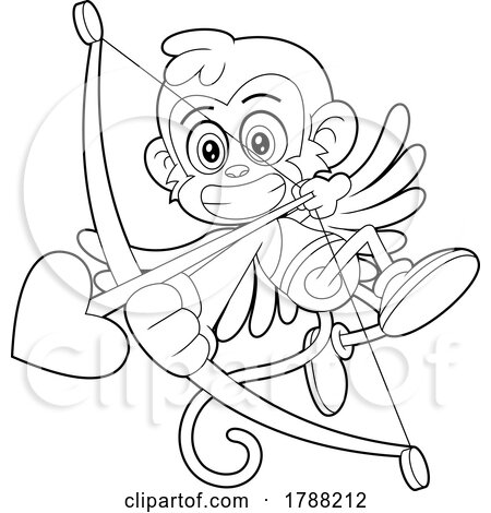 Cartoon Black and White Cupid Monkey by Hit Toon