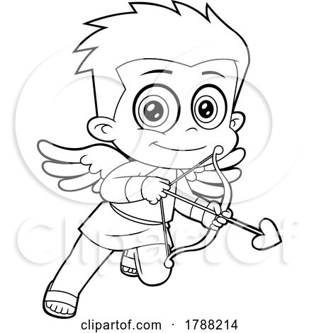 Cartoon Black and White Cupid Boy by Hit Toon