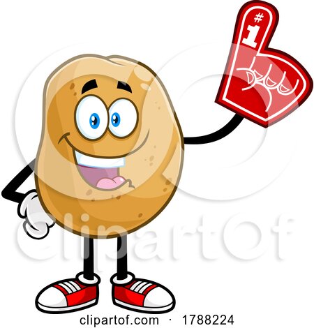 Cartoon Potato Mascot with a Fan Foam Finger by Hit Toon