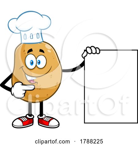 Cartoon Chef Potato Mascot with a Menu or Sign by Hit Toon