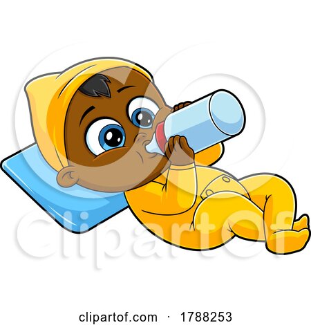 Cartoon Baby Boy Holding a Bottle by Hit Toon