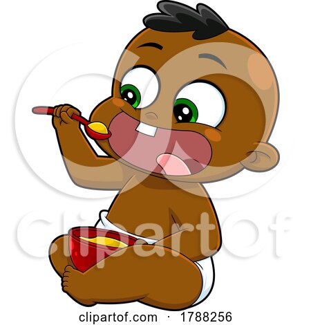 Cartoon Baby Boy Eating by Hit Toon