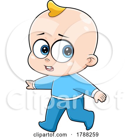 Cartoon Baby Boy Walking by Hit Toon