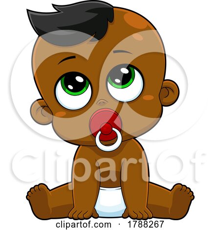 Cartoon Baby Boy Sitting with a Pacifier by Hit Toon