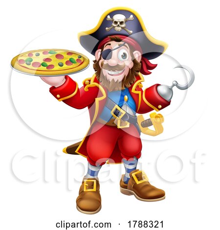 Pirate Cartoon Captain Pizza Chef Mascot by AtStockIllustration