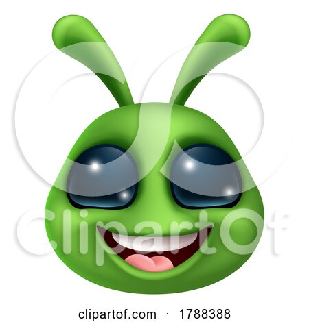 Green Alien Cute Emoticon Martian Face Cartoon by AtStockIllustration