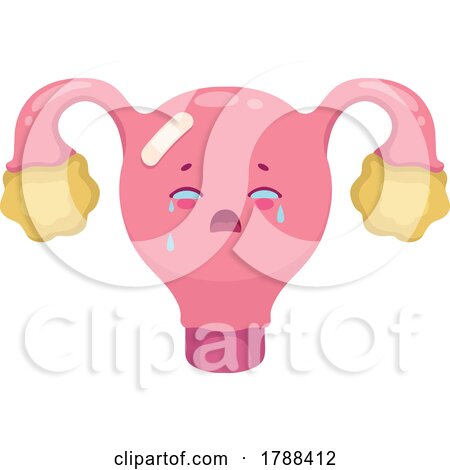 Cartoon Sick Crying Human Uterus Organ by Vector Tradition SM