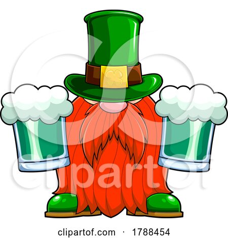 Cartoon Long Bearded Leprechaun Holding Green Beers by Hit Toon