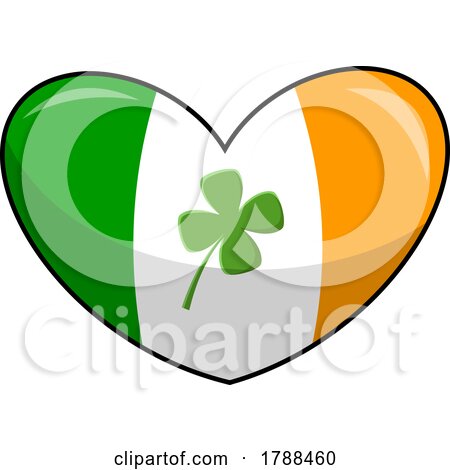 Cartoon Heart Shaped Irish Flag with a Shamrock by Hit Toon