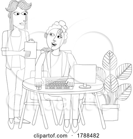 Women Working Business Illustration Office Scene by AtStockIllustration